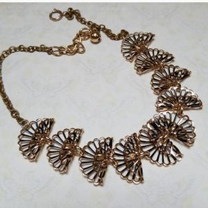 Vintage Art Deco Rose Gold Fan Design Neckkace